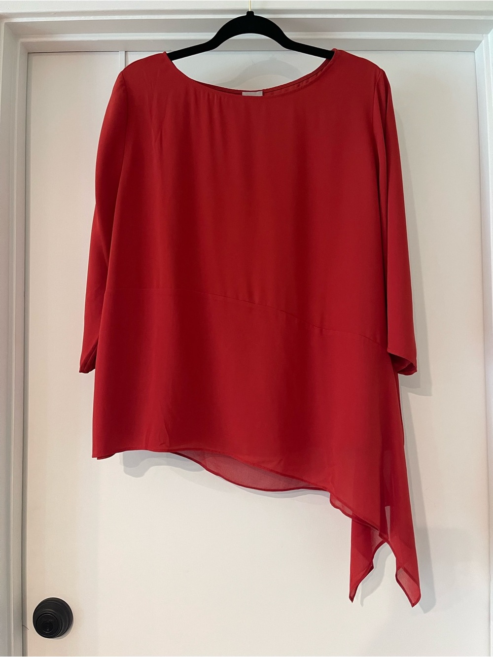 Chico's Burnt Orange Asymmetric Lightweight Chiffon Blouse Top 3P (US 16P) XL